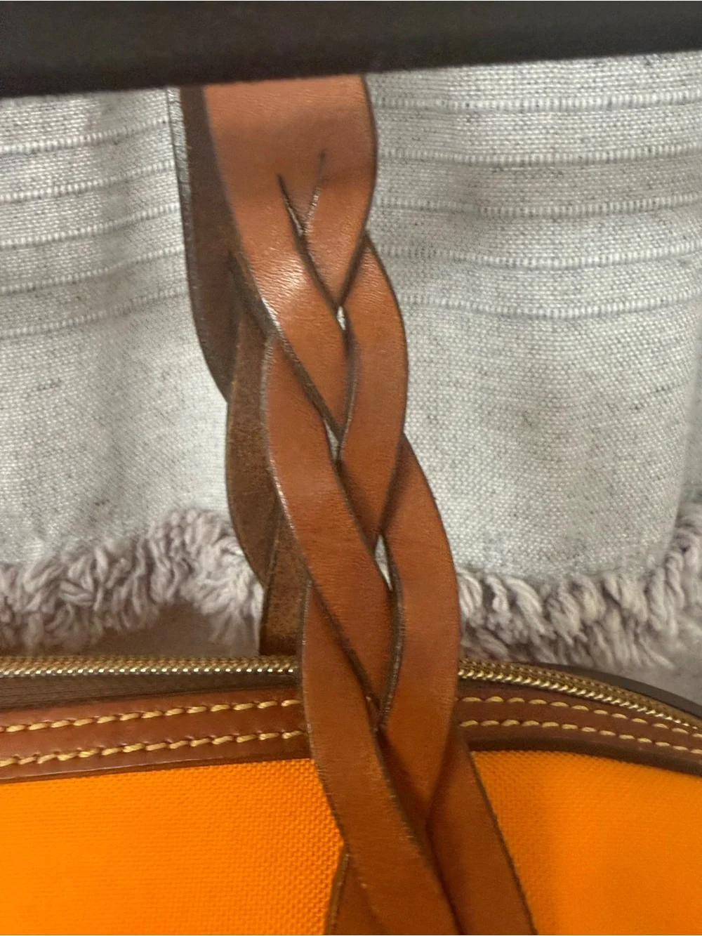 Dooney & Bourke Orange Nylon Shoulder Bag w/Braided Leather Handles w/Dust Bag